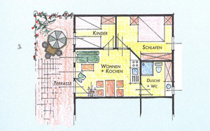 Grundriss - Ferienhaus für 4 Personen ca. 45 m²